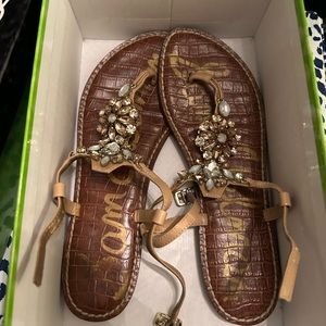 EUC Sam Edelman jeweled thong sandals; size 8 1/2